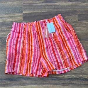 NWT Women's Pink And Orange Lucy Paris Striped Shorts Size Large L